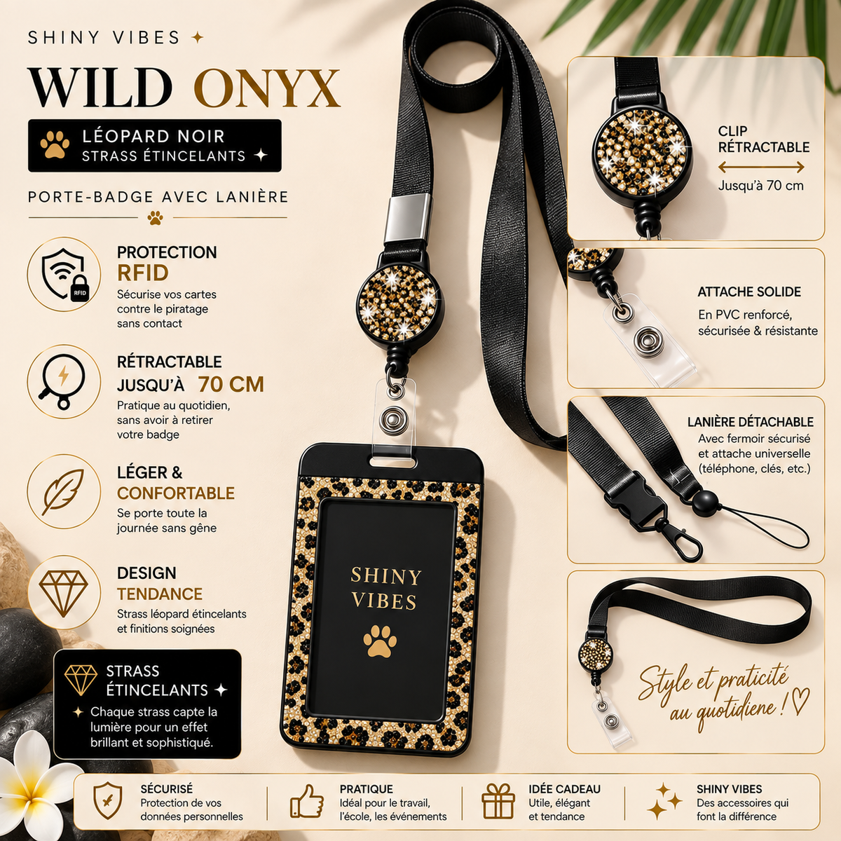 Porte-Badge Rétractable SHINY CHARMS